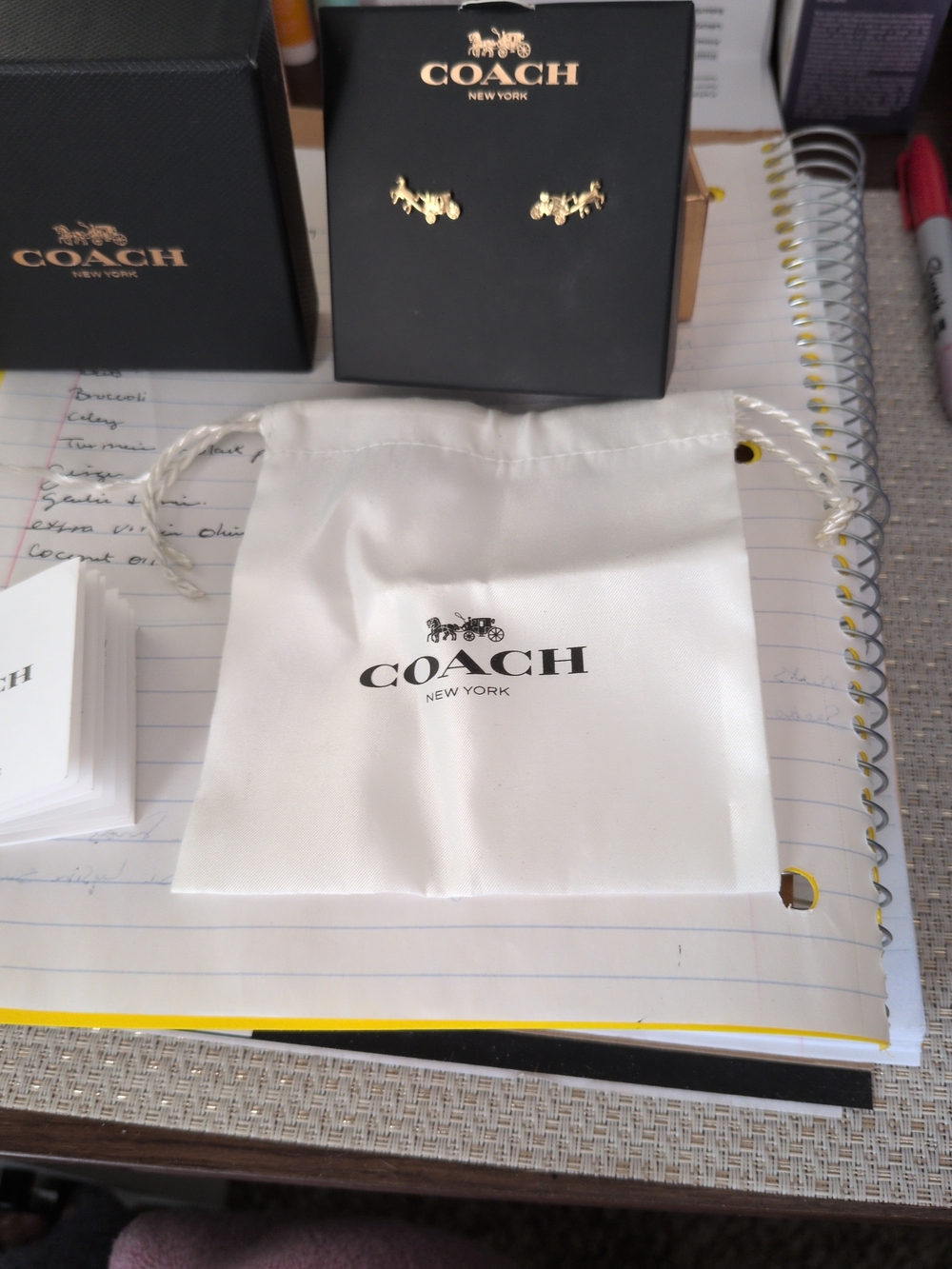 COACH Gold Horse & Carriage Stud Earrings - Picture 3 of 5